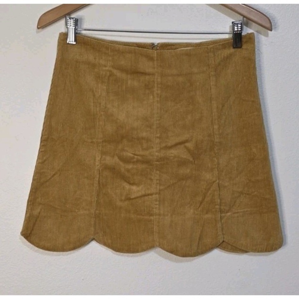 Revolve Brand Mable Corduroy Tan Mini Skirt Woman S Scalloped Hem Boho Festival